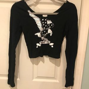 long sleeve black crop top